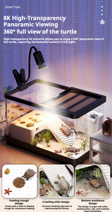 Acryl transparant rechthoekig <span class=keywords><strong>aquarium</strong></span> met zonneplatform voor schildpadverblijf op het bureau, viskom voor woonkamer & slaapkamer gebruik - Product Image 4