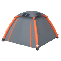 Tente de camping gonflable solaire avec pompe à air électrique, gonflage automatique en 1 minute, tente de glamping de luxe 4 saisons avec panneau solaire