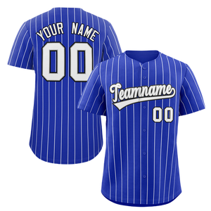 Atacado Jerseys Listras Azuis Estilo Botão Especial Sportwear Personalizado Nome Da Equipe Logotipo Unisex Custom Costurado Baseball Jersey - Product Image 6