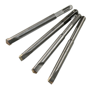 Burin à tête plate en alliage, à queue carrée ou ronde, pour rainurer le béton et la pierre, racler les murs, le câblage, et comme embout de perceuse à percussion électrique - Product Image 1