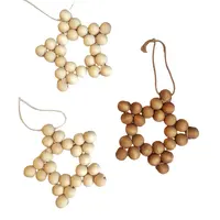 Tempo di festa minimalista perline di legno stella ornamento albero di natale ornamenti appesi regali di natale Boho