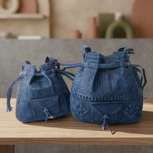Handmade Genuine Leather Backpack With Drawstring Closure Classic Style Unisex Travel <b>Bag</b> Durable Soft Handle - Product Image 2