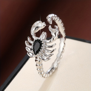 Anillos Ajustables CAOSHI con Diseño de Escorpión Elegante, con Circonita Blanca/Morada/Negra en Forma de Pera, Anillos de Moda para Mujer, Regalo para Fiestas, Anillos Abiertos con Circonita Cúbica - Product Image 2