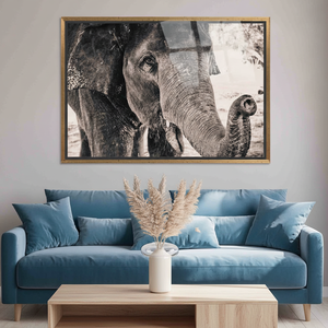 Elephant Tempered Glass Wall Art: Animal <b>Canvas</b> Print,GOLD <b>FRAMED</b> <b>CANVAS</b> - Product Image 3