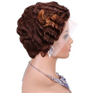 <span class=keywords><strong>Cheveux</strong></span> brésiliens vierges en gros à prix abordable pour perruques bouclées sans colle, coloris brun foncé/clair, coupes courtes bob pour femmes noires - Product Image 4