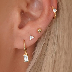 Ensemble de 4/6 paires de boucles d'oreilles à clips en argent sterling S925 avec cristaux CZ 5A pour femmes - Product Image 4