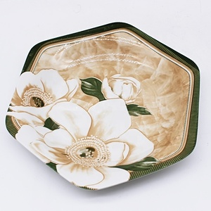 Assiette en porcelaine hexagonale au design noble et élégant de 8 pouces Assiette d'impression écologique pour vaisselle cuisine mariage - Product Image 5