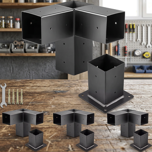 Support d'angle en acier à 3 voies pour pergola avec base de colonne - Product Image 3