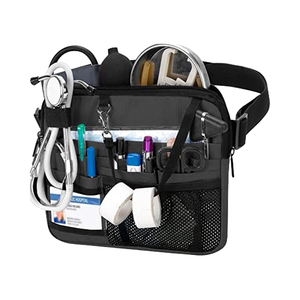 Riñonera Negra para Enfermeras, Bolsillos para Equipo Médico, Bolsa de Cintura, Cinturón de Herramientas, Cierre de Cremallera, Impermeable, para Estetoscopios, Tijeras y Vendajes - Product Image 1