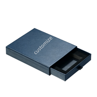 Boîte cadeau personnalisée réutilisable écologique bleu marine mat de style tiroir avec doublure en éponge pour bijoux et petits appareils électroniques