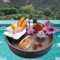 Panier flottant multifonctionnel en rotin PP pour piscine et salle de bain d'hôtel, plateau de rangement réutilisable pour aliments