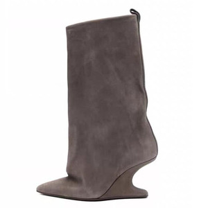 Custom Style Pointed Toe Suede Shoes High Top Wedge Heels Ankle <b>Boots</b> Sexy Women's on Short Booties - Product Image 1