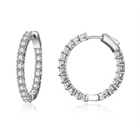 Boucles d'oreilles créoles classiques en zircon serties de zircons, en alliage, pour femme, cadeau, plusieurs options de couleurs