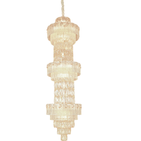Lustre en cristal de verre multicouche de luxe, finition or/blanc, LED, à intensité variable, pour villas, salons, halls d'hôtels, luxe