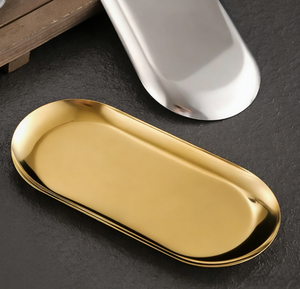 Petite assiette ovale jetable dorée en acier inoxydable avec extension divisée pour la restauration et la <span class=keywords><strong>vaisselle</strong></span> de fête - Product Image 4