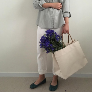 Minimalist Canvas Tote Bag Off White Large Capacity Zipper Closure Women's Shopping Handbag Summer 2020 Style - Product Image 3