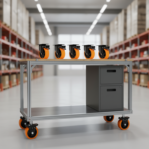 Roulettes pivotantes de 5 pouces, capacité de charge de 450 lb, roues en PVC robustes avec frein pour meubles et usage en cuisine - Product Image 2