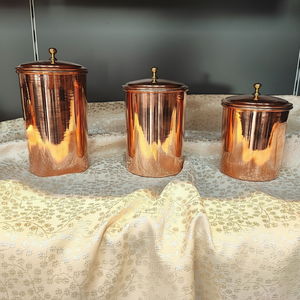 ชุดกระป๋องทองแดงแวววาวพร้อมฉลากที่แกะสลักและคำอุทธรณ์ทางศิลปะช่วยจัดระเบียบเครื่องเทศธัญพืชและอื่นๆ - Product Image 1