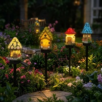Lampe décorative solaire LED en résine étanche pour jardin, maison de fée, piquet lumineux pour allée, pelouse et cour extérieure