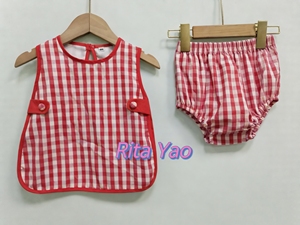 Ensemble de couches pour bébé garçon à succès avec attaches latérales, tenue d'été deux pièces pour tout-petit, vêtements monogrammés en tissu écossais pour petit garçon - Product Image 5