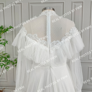 Vestido de novia de tul <span class=keywords><strong>Victoria</strong></span> Vintage de alta calidad, vestido de novia elegante de manga larga para mujer, vestido de novia de cuello alto para fiesta - Product Image 6