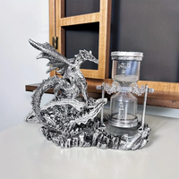 Vente en gros de statues gothiques créatives pour bureau à domicile figurine de collection de dragon sablier sculpture de dragon en résine sablier statue