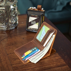 Cartera de Cuero Genuino Boshiho Hecha a Mano para Hombre, Estilo Crazy Horse, Billetera Bifold de Piel de Vacuno Auténtica - Product Image 3