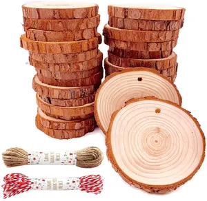 Unfinished Wood Slices Centerpieces Wooden Plate Round Wood Chips for Signage Painting Wedding Party Christmas Decor