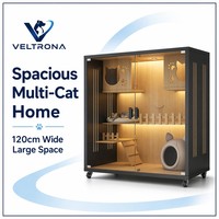 Villa Kucing Duplex Kustom, Villa Kucing Mewah Berlapis-lapis Ukuran Ekstra Besar, Rumah Hewan Peliharaan Kayu Indoor, Furnitur Kabinet Kucing