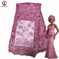 Nouvelle Tendance 2026 : Tissu en Dentelle Polyester à Petites Fleurs Élégantes, Tissu en Dentelle Perlée de Bonne Qualité avec Pierres pour Accessoires Vestimentaires