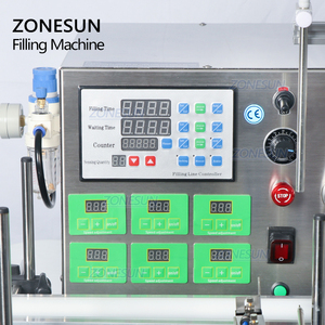 ZONESUN ZS-DTMP6 Macchina Riempitrice di Bottiglie in Vetro a Sei Teste con Pompa Magnetica, Capacità 1 Litro, con Nastro Trasportatore - Product Image 2