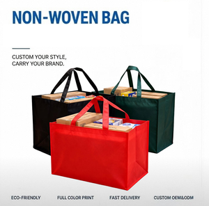 Sacs de courses pliables en tissu non tissé, taille moyenne, réutilisables, avec poignée supérieure, options multicolores, pour les courses, sac fourre-tout réutilisable - Product Image 4