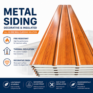 Revêtement métallique décoratif avec <span class=keywords><strong>isolation</strong></span> en mousse de polyuréthane pour la rénovation d'appartements et les extérieurs de maisons modernes, panneau sandwich - Product Image 4