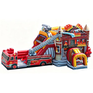 Castillo Inflable con Tobogán de Camión de Bomberos para Niños, Ideal para Fiestas Temáticas de Bomberos - Product Image 1