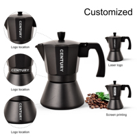 Cafetière à expresso portable de style européen avec logo personnalisé, 6 tasses, 300 ml, en aluminium, cafetières manuelles, Moka Pot