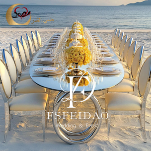 Luxurious Modern Gold Stainless Steel Customized Dining Table & <b>Chairs</b> for Wedding Banquet Hotel Apartment Events - Product Image 4