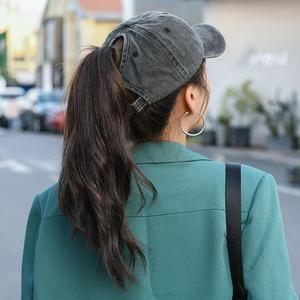 <b>Women</b> Washed Distressed Baseball Cap Bleached Pony Cap Trucker <b>Sun</b> Caps Vintage Dad Plain Ponytail <b>Hat</b> - Product Image 3