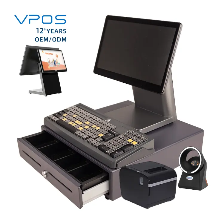 שנתיים אחריות סין מסך מגע מערכת POS Windows מסוף מסעדה POS הכל באחד ספק מכונות POS