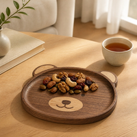 Beervormig houten dienblad, snackbord, fruitplateau, walnoot hout, huisdecoratie, keuken, diner, feest, cadeau