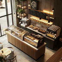M2 Display Simple Brown Food Shop Cafe Bar Comptoir Design Présentoir à gâteaux et armoire en verre Comptoir de boulangerie
