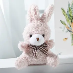 Cartoon Cut Bow Tie Sitting Rabbit Hanging Pendant Plush Keychain Little Bunny Backpack Plush Dangle