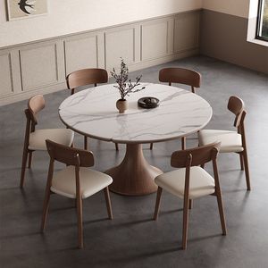 <b>Dining</b> <b>Table</b> And <b>Chair</b> Set 6 Piece Round Marble Top Space Saving For <b>Dining</b> Room - Product Image 1