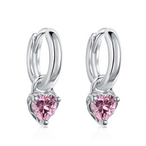 Dylam Luxury Design Trendy Women Fine Jewelry 925 Sterling <b>Silver</b> Rhodium Plated Pink 5A Cubic Zirconia Dangle <b>Hoop</b> <b>Earring</b> - Product Image 1