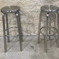 Tabouret de bar commercial de luxe en acier inoxydable, style loft industriel moderne, hauteur réglable, pour cuisine