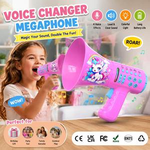 Robot Magique Changeur de Voix pour Enfants, 5 Effets Sonores Amusants, Lumière RGB, Design <span class=keywords><strong>Licorne</strong></span> Dinosaure, Rechargeable Type-C - Product Image 1