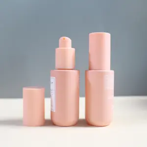 Empty Custom Pastel Color Pink Nude Orange Skin Care Serum Bottle 30ml 50ml Glass Cosmetics Bottles With Treatment Pump