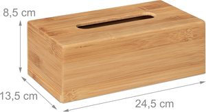 Boîte à mouchoirs en carton de bambou Relax Days 7,5x24x12cm avec base amovible, design moderne, distributeur rectangulaire standard - Product Image 4