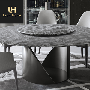 Juego de mesas y sillas de comedor redondas para restaurante italiano de hotel de lujo, mesa de comedor superior de mármol con <span class=keywords><strong>Lazy</strong></span> <span class=keywords><strong>Susan</strong></span> - Product Image 3