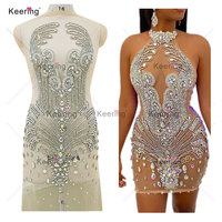 Keering Store colorato cucito Lady Girl Prom Dress a forma di pietra di cristallo 2022 nuovo arrivo Sexy AB strass corpetto Applique