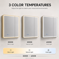 Kingstin Mueble Espejo ABS LED para Baño | 3 Colores, Antivaho, Bluetooth, Android Opcional